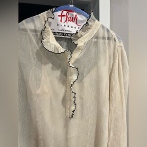 Tory Burch Deneuve Shirt Ivory with black trim